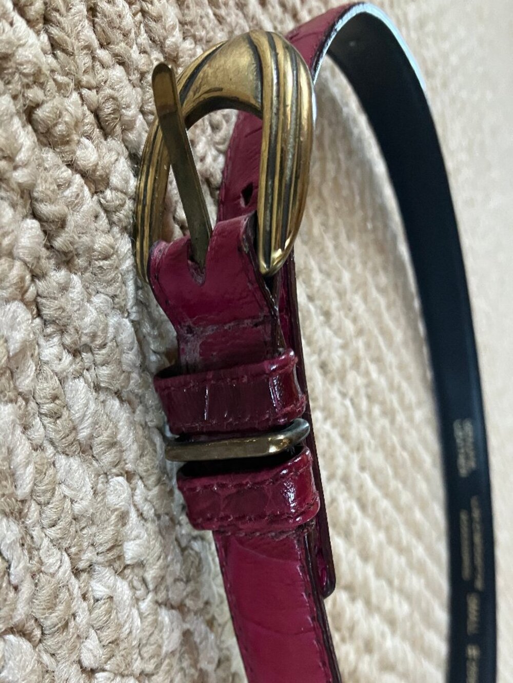 Liz Claiborne Vintage Pink Leather Belt Small 26" READ